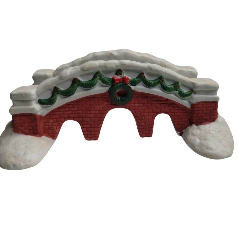 Ceramic Christmas‎ Village Bridge Snow Brick Garland Wreath Holiday Decor